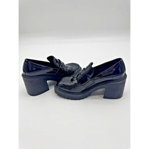 Y2K Whimsigoth Women 10 Platform Jonnie Loafers Patent Leather Chunky Preppy 90s